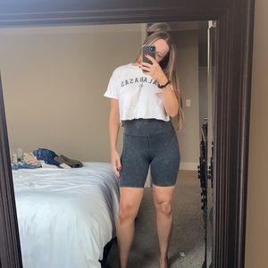 Washed black bike shorts